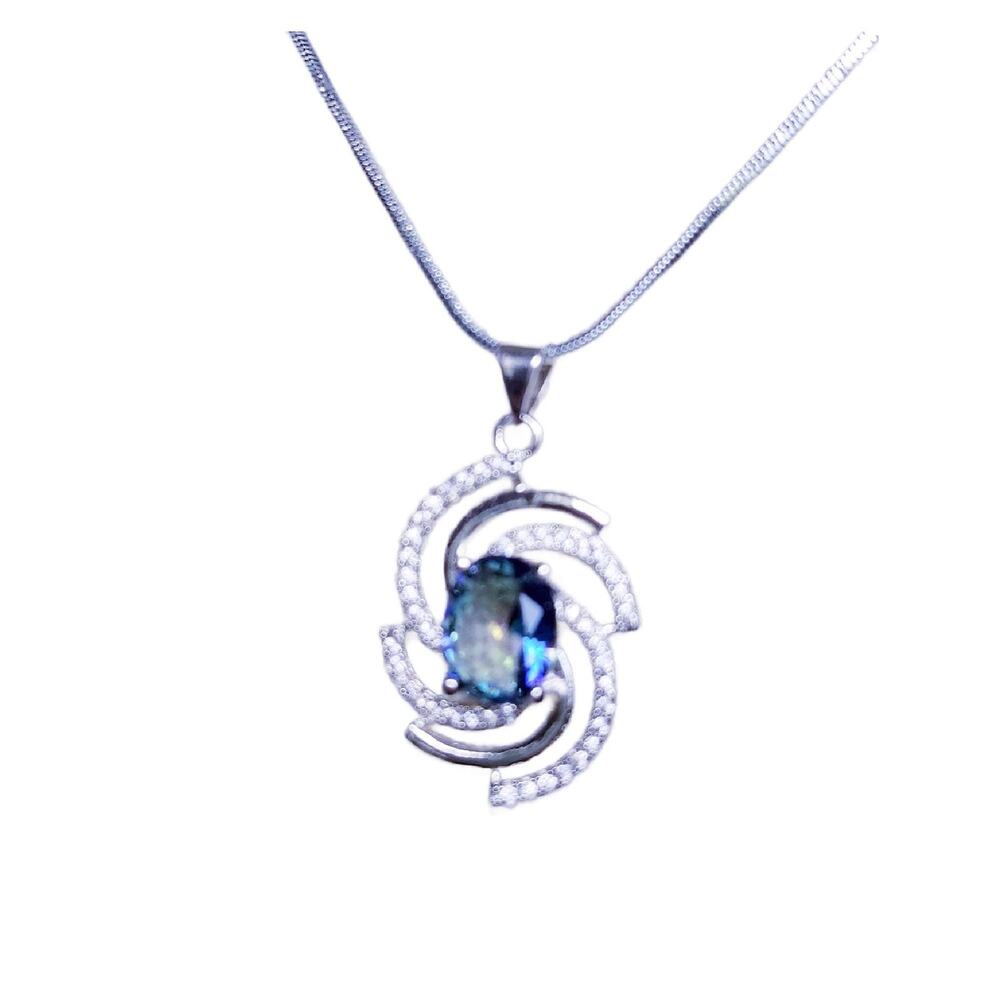 Vintage Sterling Blue Topaz Pendant Necklace